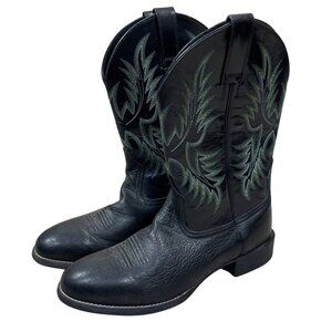 Ariat Stockman Cowboy Western Boots Size 9.5 D Leather Black